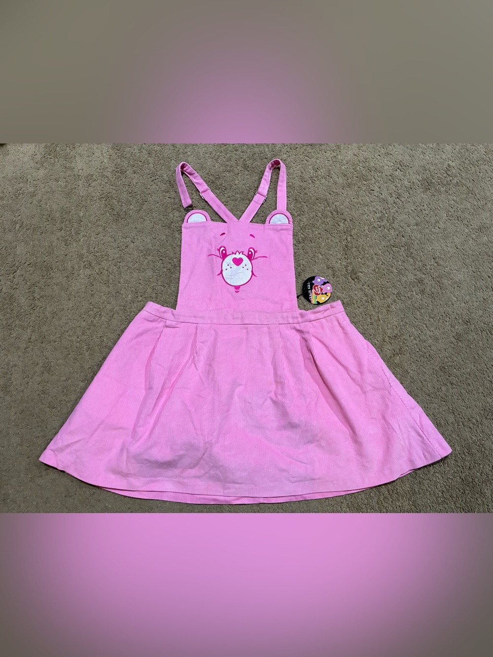 Dolls Kill x Care Bears Pink Corduroy Overall Dress Embroidered Women’s Size 1X